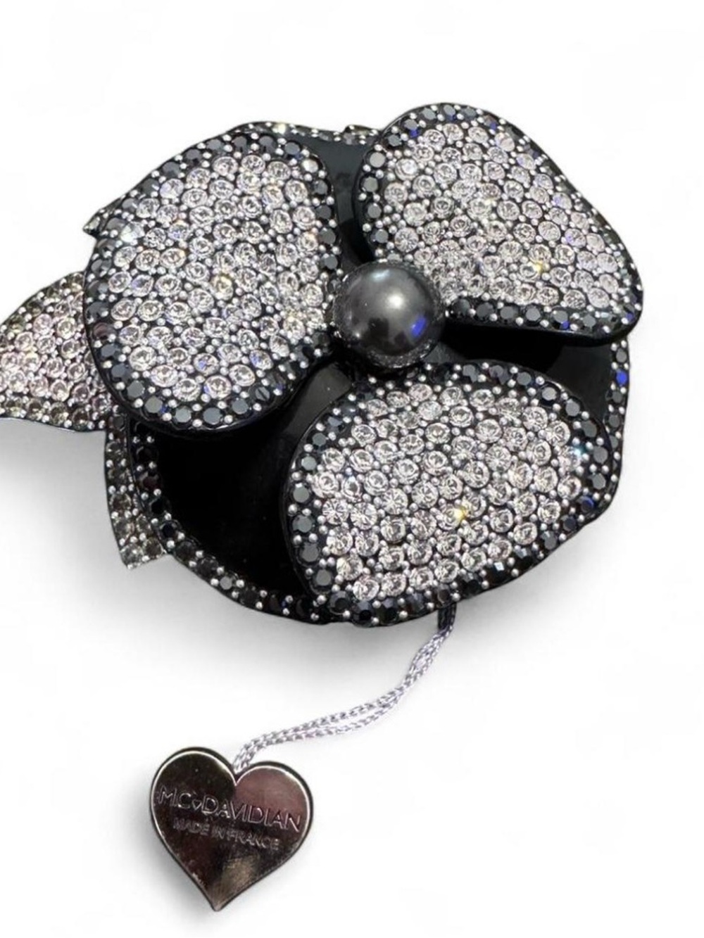 McDavidian Black Crystal Pave Flower Brooch
